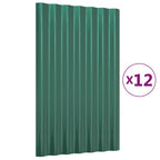 vidaXL Dachpaneele 12 Stk. Verzinkter Stahl Grün 60x36 cm