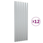 vidaXL Dachpaneele 12 Stk. Pulverbeschichteter Stahl Silbern 100x36 cm