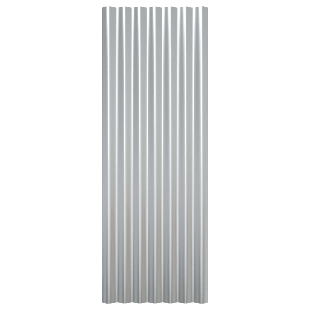 vidaXL Dachpaneele 12 Stk. Pulverbeschichteter Stahl Silbern 100x36 cm
