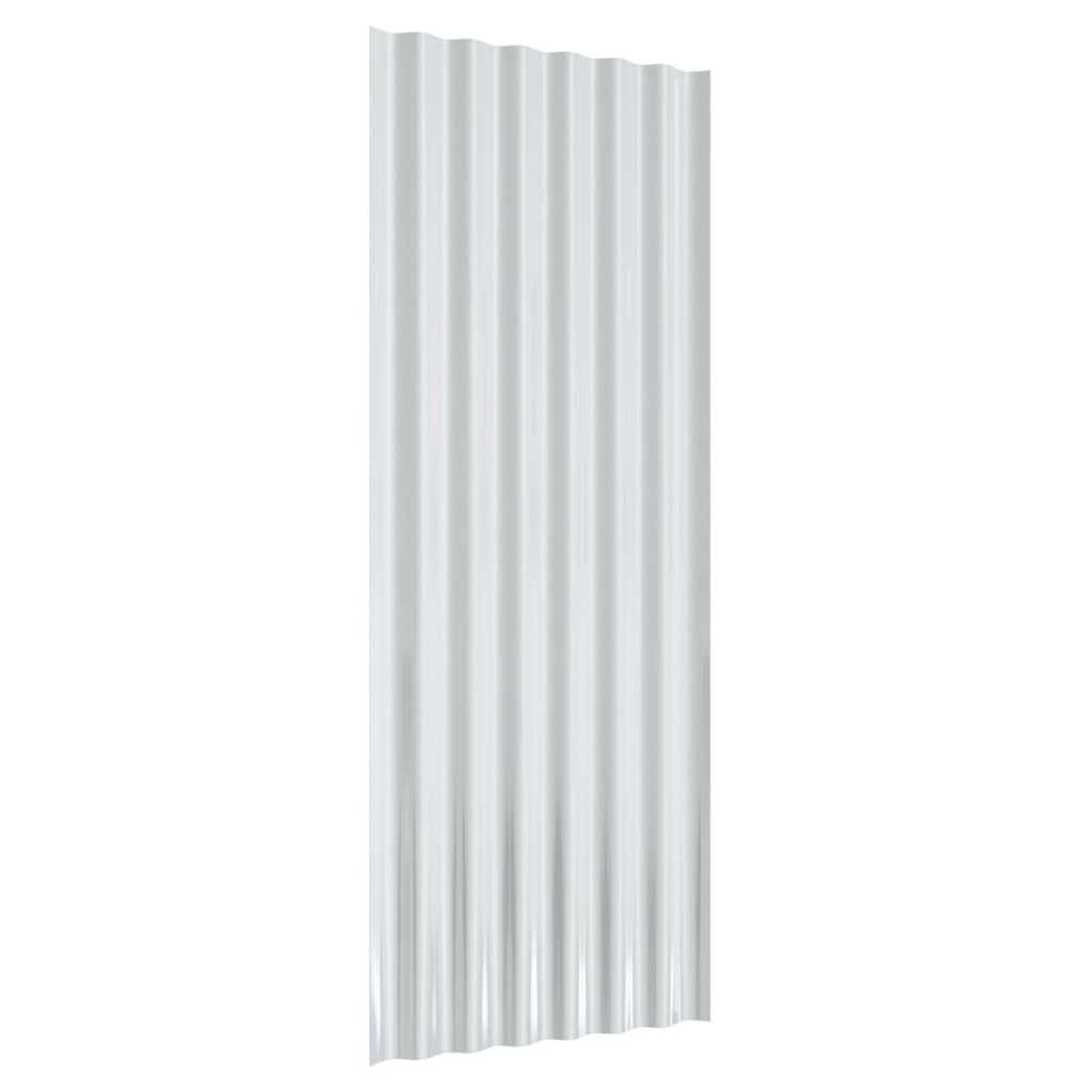vidaXL Dachpaneele 12 Stk. Pulverbeschichteter Stahl Silbern 100x36 cm