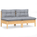 vidaXL 2-Sitzer-Gartensofa mit Grauen Kissen Massivholz Kiefer