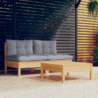 vidaXL 3-tlg. Garten-Lounge-Set mit Grauen Kissen Kiefernholz