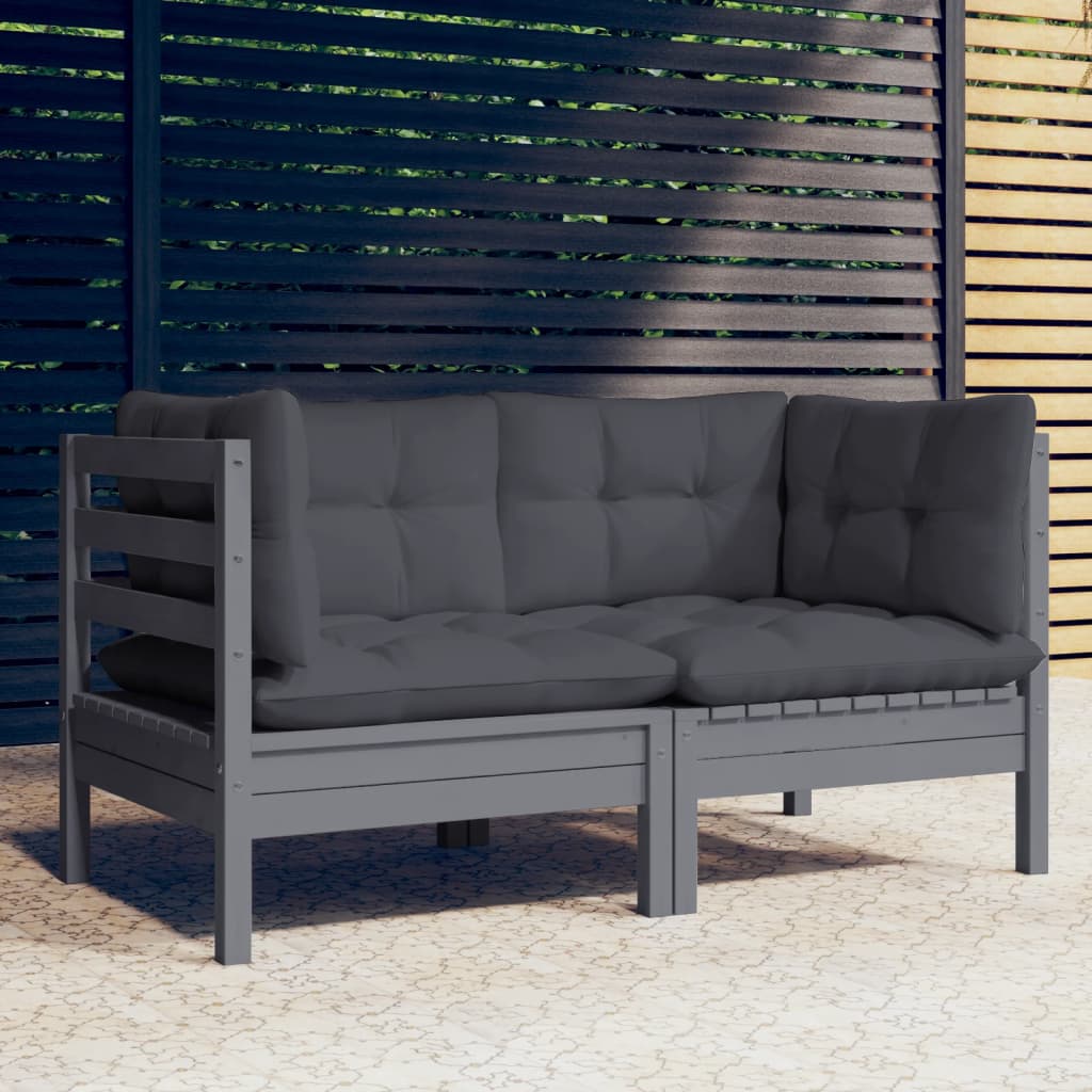 vidaXL 2-Sitzer-Gartensofa mit Creme Kissen Massivholz Kiefer