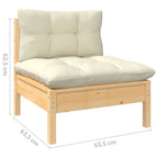 vidaXL 4-tlg. Garten-Lounge-Set mit Creme Kissen Kiefernholz