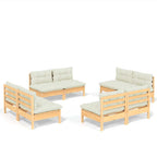 vidaXL 8-tlg. Garten-Lounge-Set mit Creme Kissen Kiefernholz