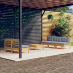 vidaXL 6-tlg. Garten-Lounge-Set mit Grauen Kissen Kiefernholz