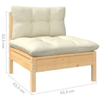 vidaXL 4-Sitzer-Gartensofa mit Creme Kissen Massivholz Kiefer