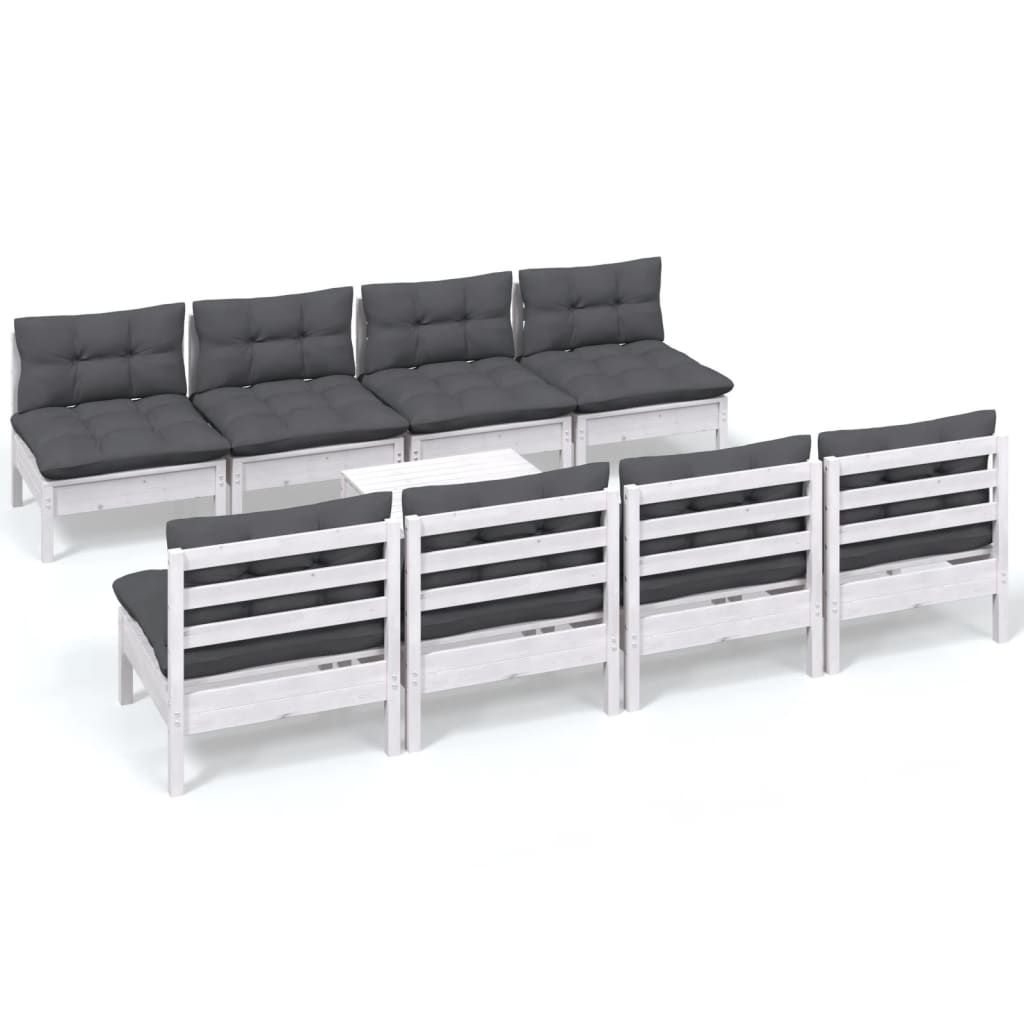 vidaXL 9-tlg. Garten-Lounge-Set mit Kissen Kiefer Massivholz