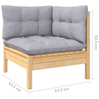 vidaXL 4-tlg. Garten-Lounge-Set mit Grauen Kissen Kiefer Massivholz