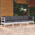 vidaXL 4-tlg. Garten-Lounge-Set mit Kissen Kiefer Massivholz