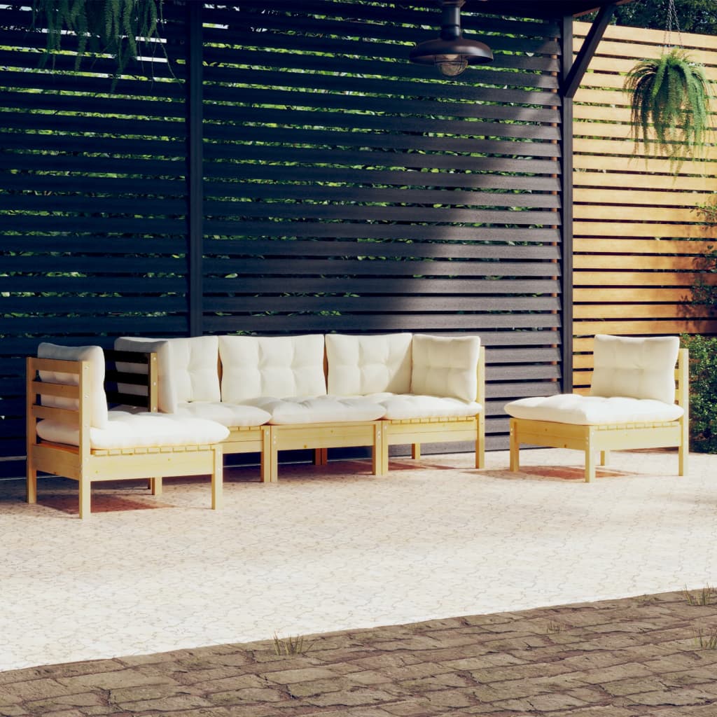 vidaXL 5-tlg. Garten-Lounge-Set mit Kissen Massivholz Kiefer
