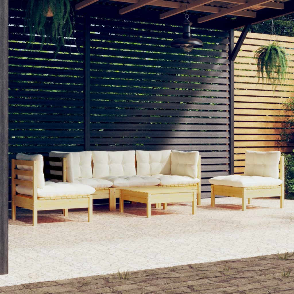 vidaXL 6-tlg. Garten-Lounge-Set mit Kissen Massivholz Kiefer
