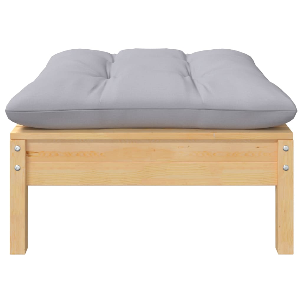 vidaXL 7-tlg. Garten-Lounge-Set mit Grauen Kissen Kiefer Massivholz