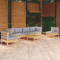 vidaXL 7-tlg. Garten-Lounge-Set mit Grauen Kissen Kiefer Massivholz