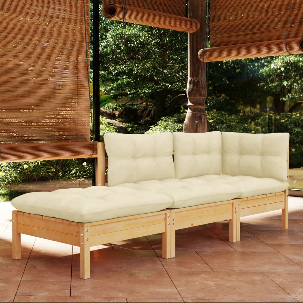 vidaXL 3-tlg. Garten-Lounge-Set mit Kissen Massivholz Kiefer