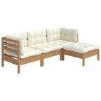 vidaXL 4-tlg. Garten-Lounge-Set mit Kissen Honigbraun Kiefernholz