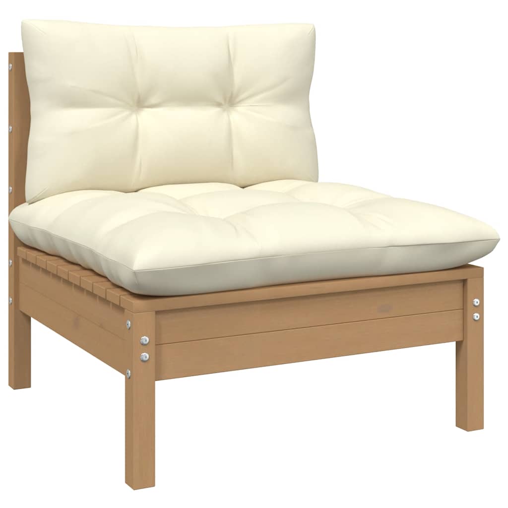 vidaXL 4-tlg. Garten-Lounge-Set mit Kissen Honigbraun Kiefernholz