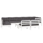 vidaXL 10-tlg. Garten-Lounge-Set mit Kissen Weiß Kiefer Massivholz