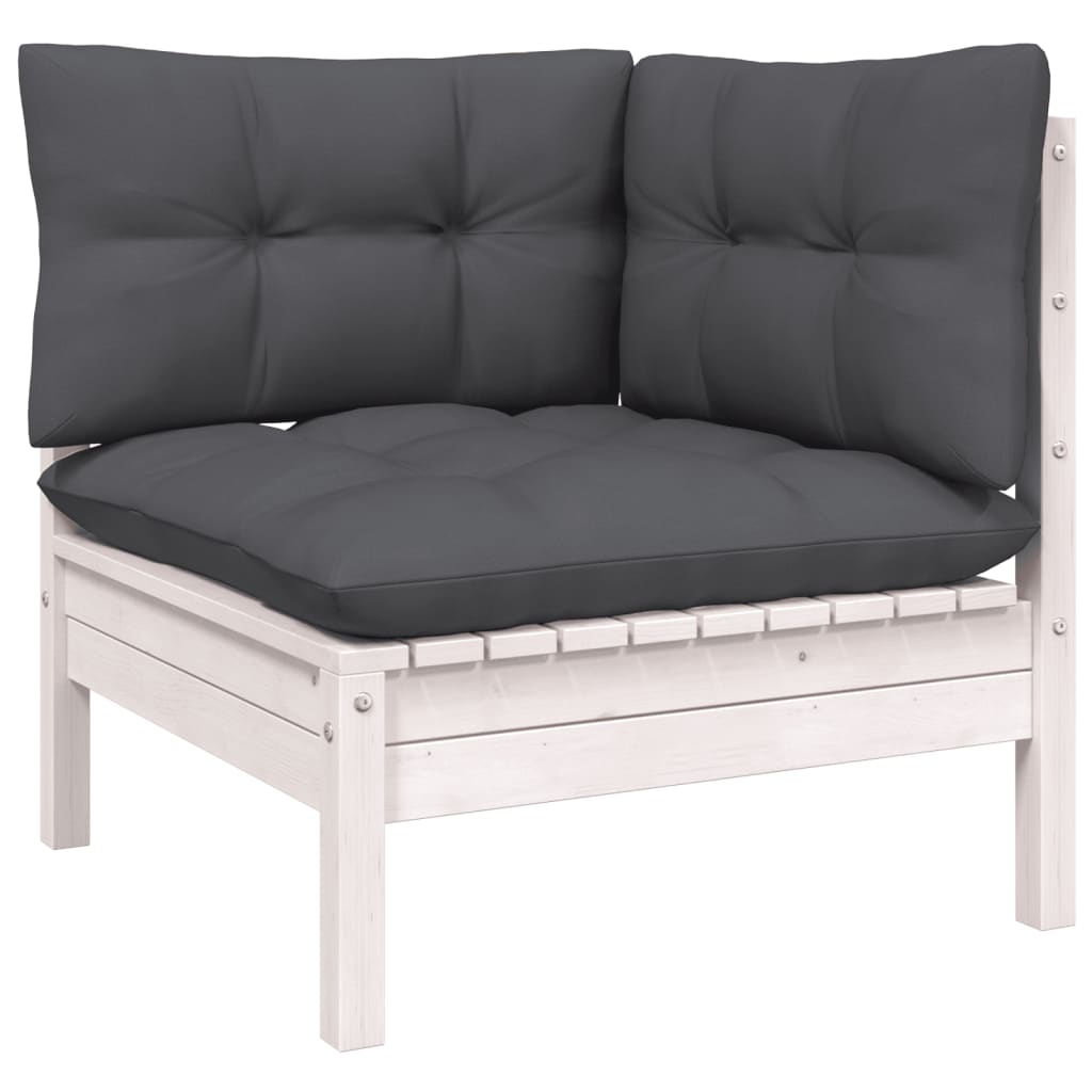 vidaXL 10-tlg. Garten-Lounge-Set mit Kissen Weiß Kiefer Massivholz