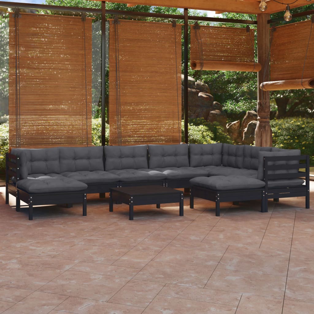 vidaXL 10-tlg. Garten-Lounge-Set mit Kissen Weiß Kiefer Massivholz