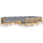 vidaXL 11-tlg. Garten-Lounge-Set mit Grauen Kissen Kiefer Massivholz