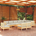 vidaXL 11-tlg. Garten-Lounge-Set mit Kissen Massivholz Kiefer