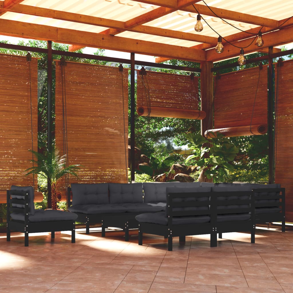 vidaXL 11-tlg. Garten-Lounge-Set mit Kissen Massivholz Kiefer