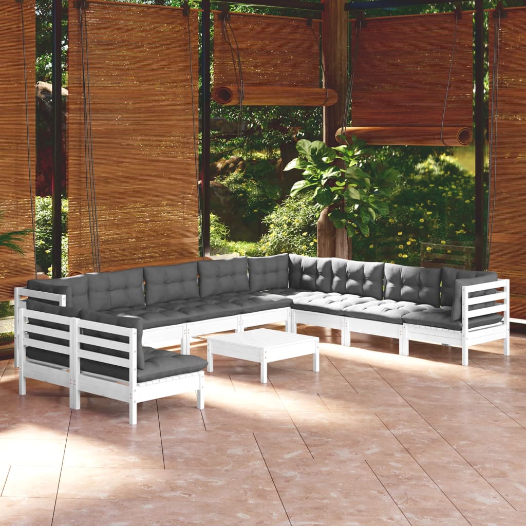 vidaXL 11-tlg. Garten-Lounge-Set mit Kissen Massivholz Kiefer