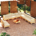 vidaXL 12-tlg. Garten-Lounge-Set mit Kissen Massivholz Kiefer