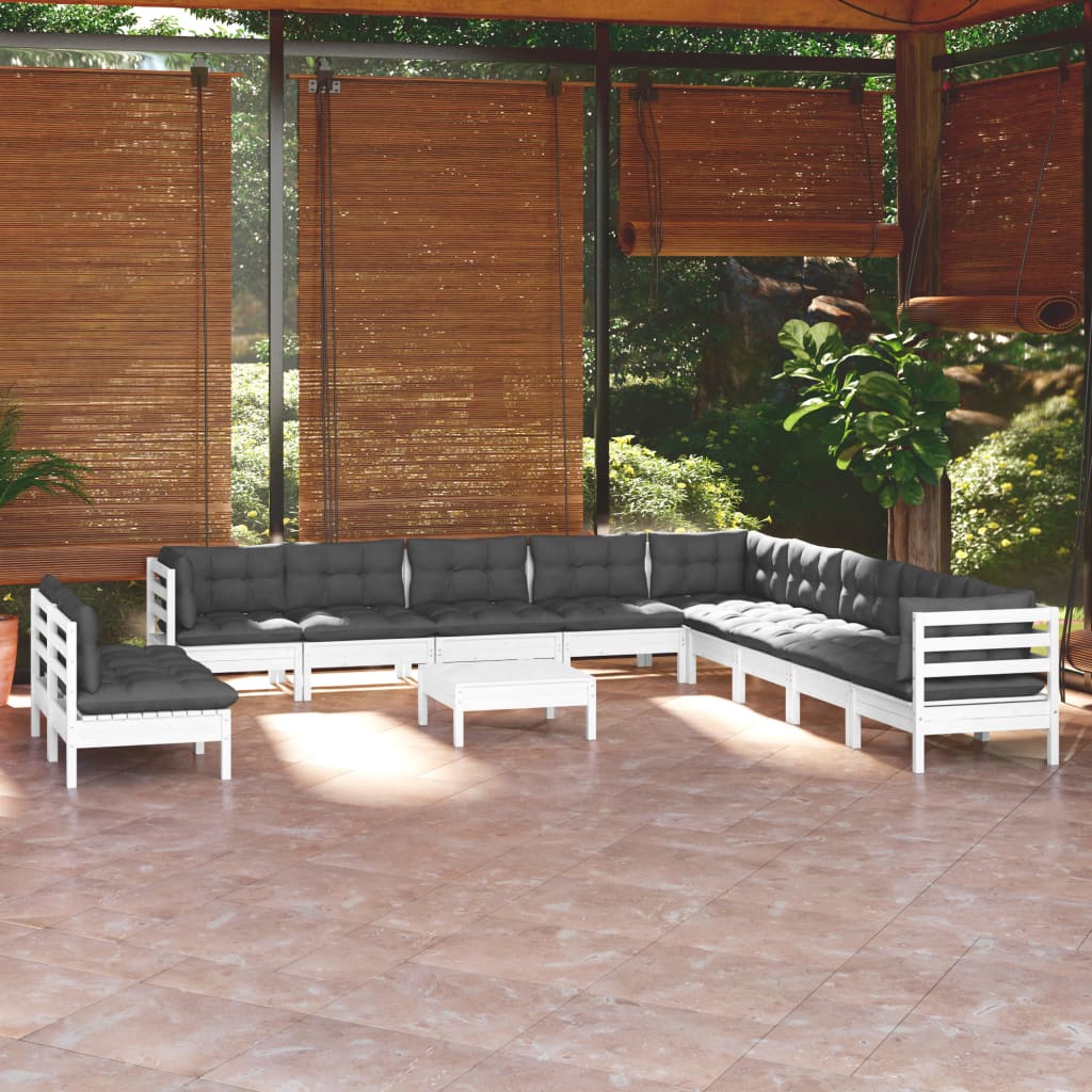 vidaXL 12-tlg. Garten-Lounge-Set mit Kissen Massivholz Kiefer