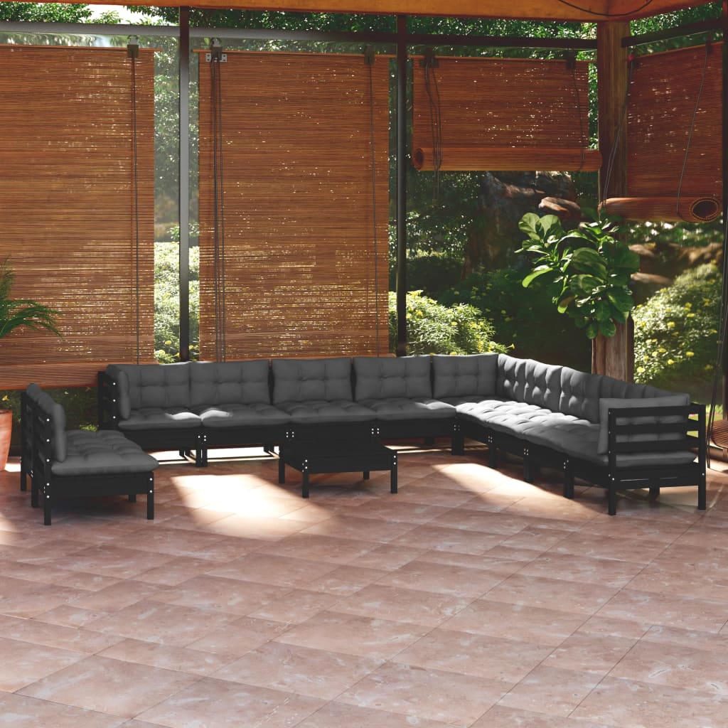 vidaXL 12-tlg. Garten-Lounge-Set mit Kissen Massivholz Kiefer