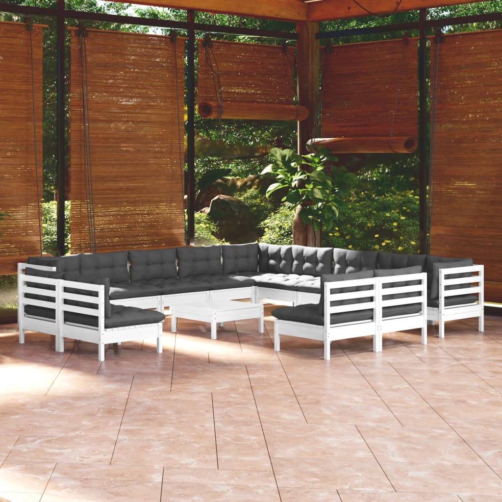 vidaXL 14-tlg. Garten-Lounge-Set mit Kissen Massivholz Kiefer