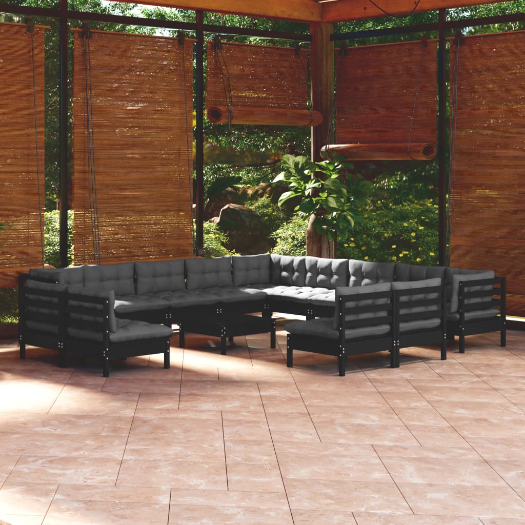 vidaXL 14-tlg. Garten-Lounge-Set mit Kissen Massivholz Kiefer