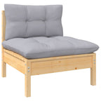 vidaXL 11-tlg. Garten-Lounge-Set mit Grauen Kissen Kiefernholz