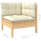 vidaXL 11-tlg. Garten-Lounge-Set mit Creme Kissen Kiefernholz
