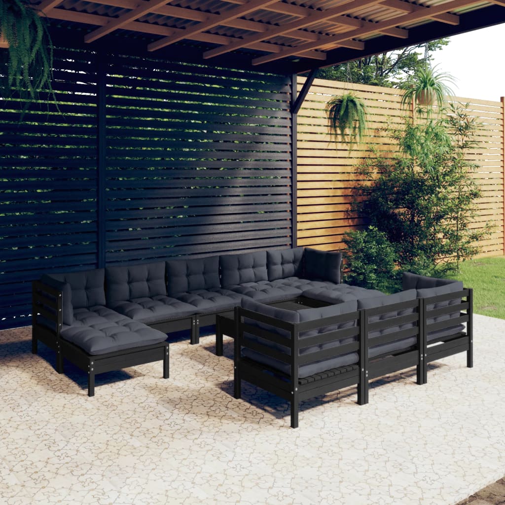 vidaXL 11-tlg. Garten-Lounge-Set mit Kissen Kiefer Massivholz