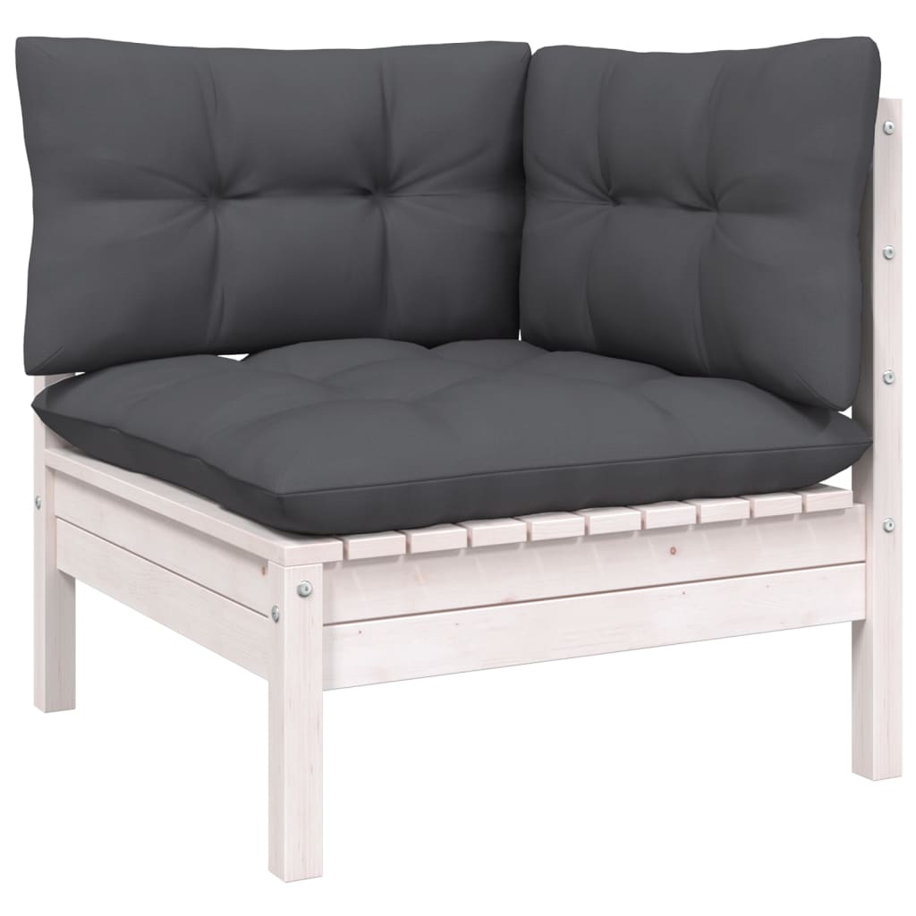 vidaXL 12-tlg. Garten-Lounge-Set mit Kissen Weiß Kiefer Massivholz