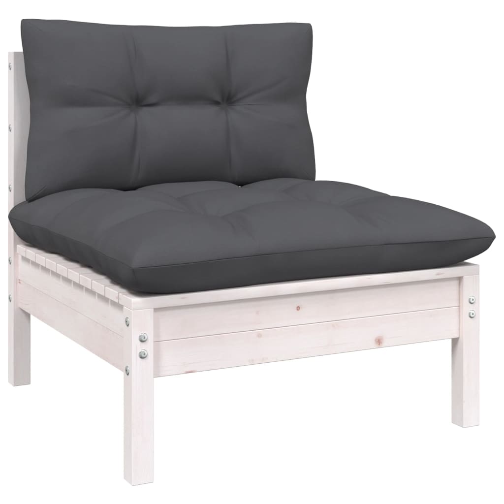vidaXL 12-tlg. Garten-Lounge-Set mit Kissen Weiß Kiefer Massivholz