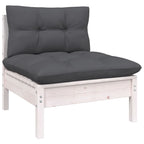vidaXL 12-tlg. Garten-Lounge-Set mit Kissen Weiß Kiefer Massivholz