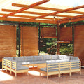 vidaXL 14-tlg. Garten-Lounge-Set mit Grauen Kissen Kiefer Massivholz