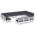 vidaXL 14-tlg. Garten-Lounge-Set mit Kissen Weiß Kiefer Massivholz
