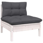 vidaXL 14-tlg. Garten-Lounge-Set mit Kissen Weiß Kiefer Massivholz
