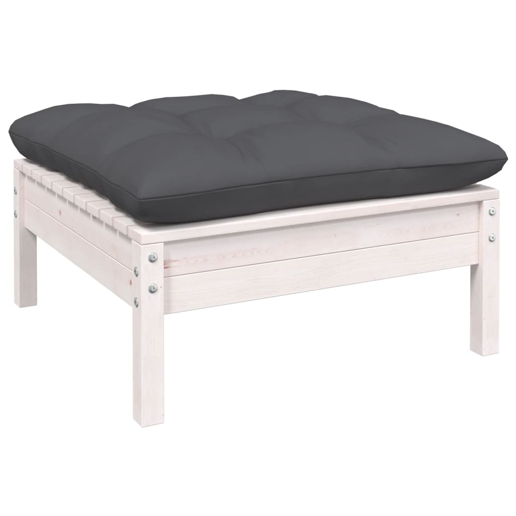 vidaXL 14-tlg. Garten-Lounge-Set mit Kissen Weiß Kiefer Massivholz