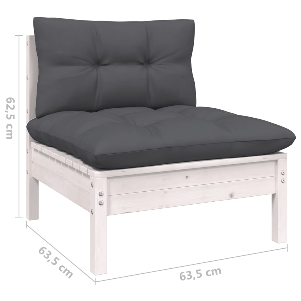 vidaXL 14-tlg. Garten-Lounge-Set mit Kissen Weiß Kiefer Massivholz