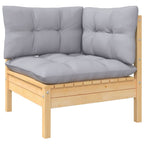 vidaXL 14-tlg. Garten-Lounge-Set mit Grauen Kissen Kiefernholz
