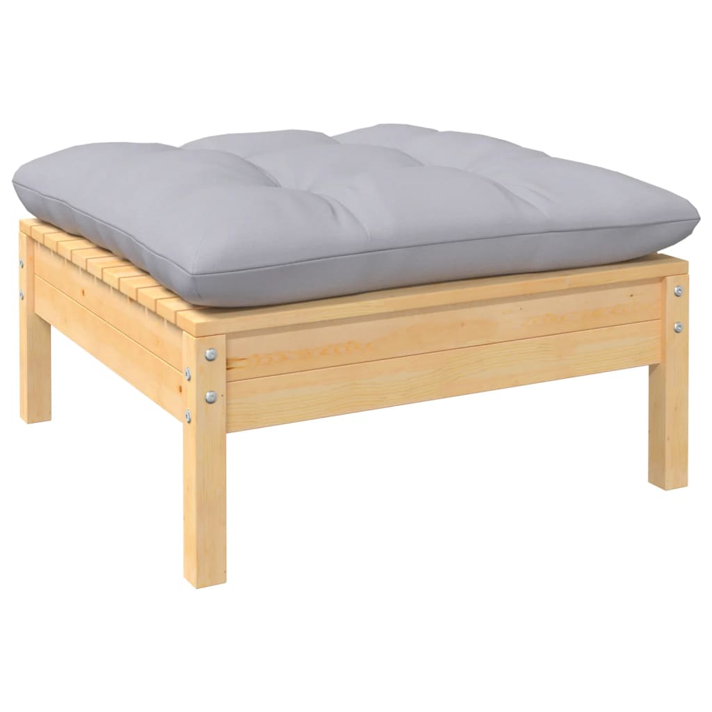 vidaXL 14-tlg. Garten-Lounge-Set mit Grauen Kissen Kiefernholz