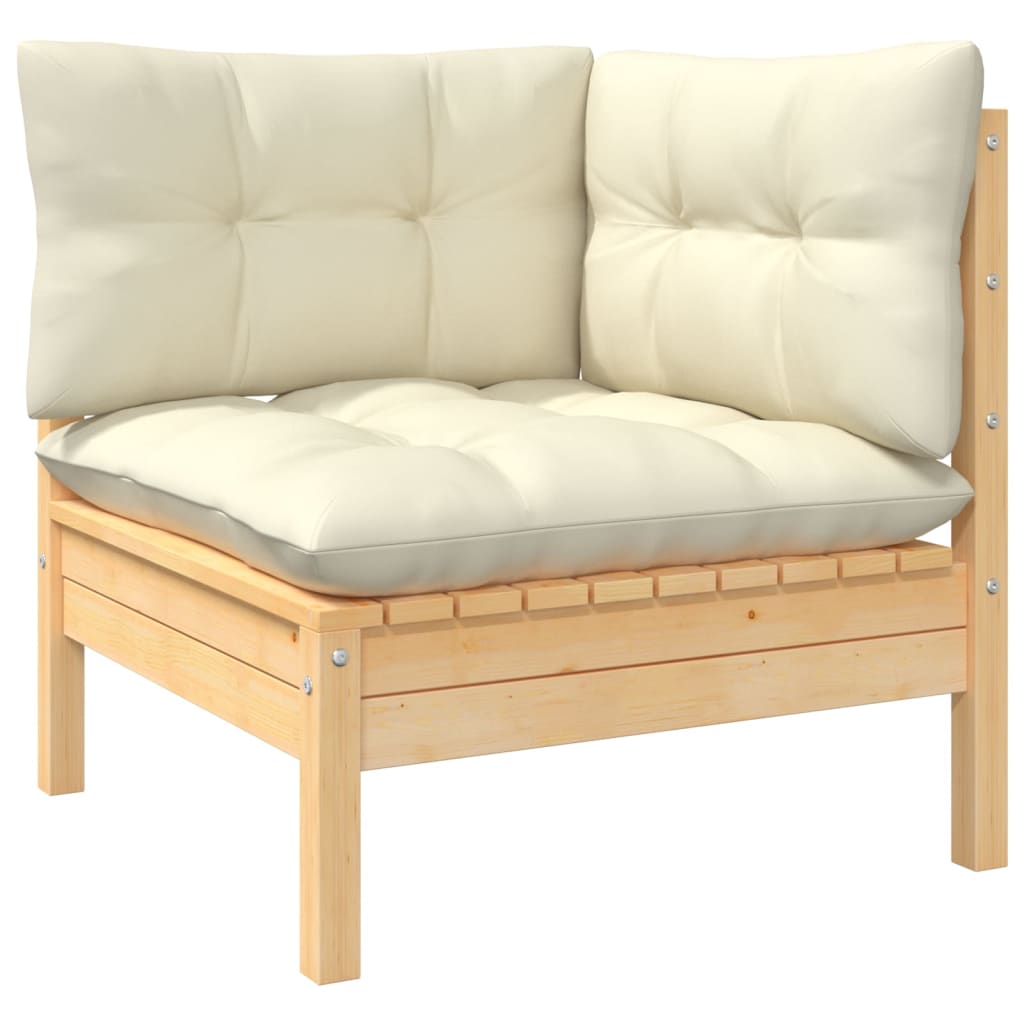vidaXL 14-tlg. Garten-Lounge-Set mit Creme Kissen Kiefernholz