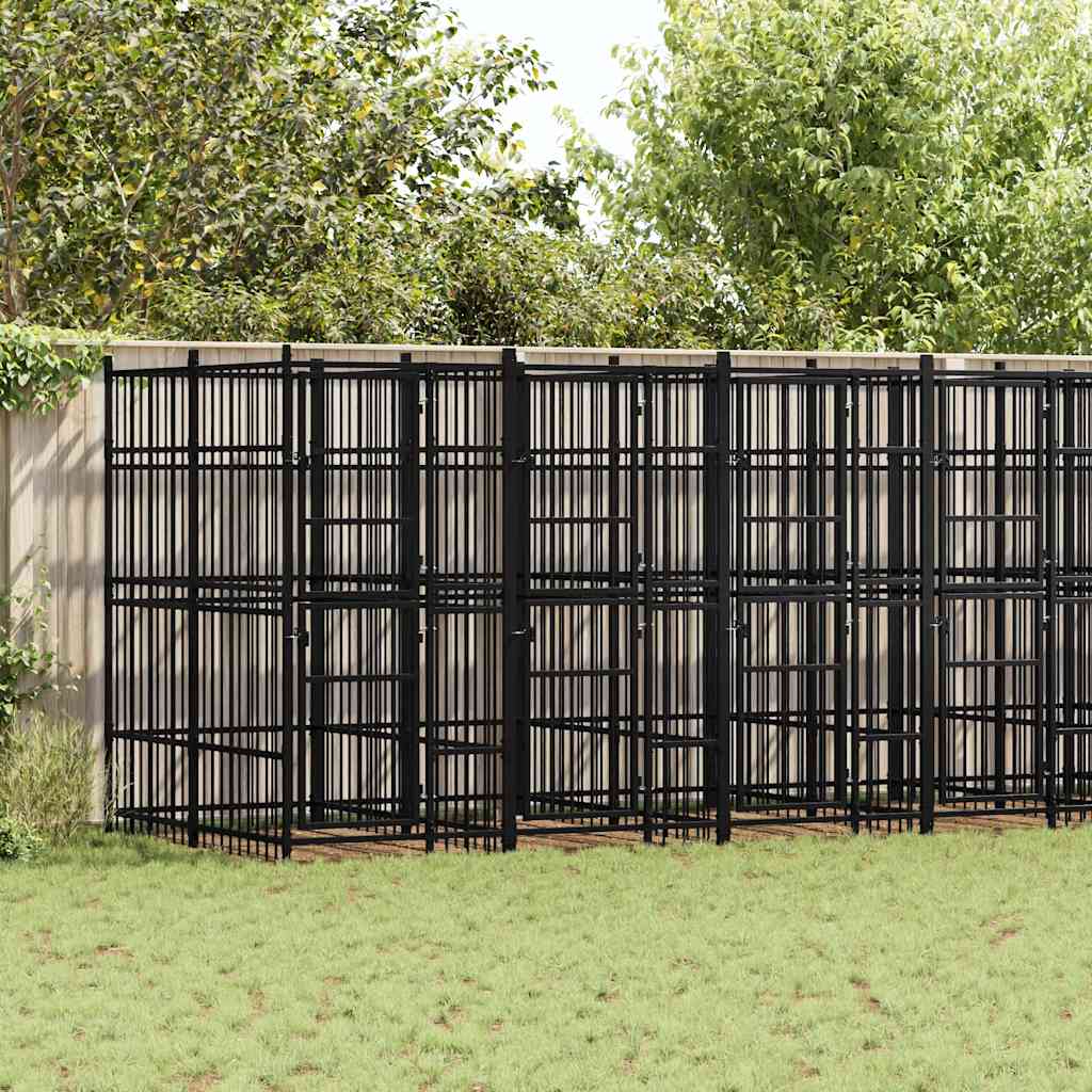 vidaXL Outdoor-Hundezwinger Stahl 12,9 m²