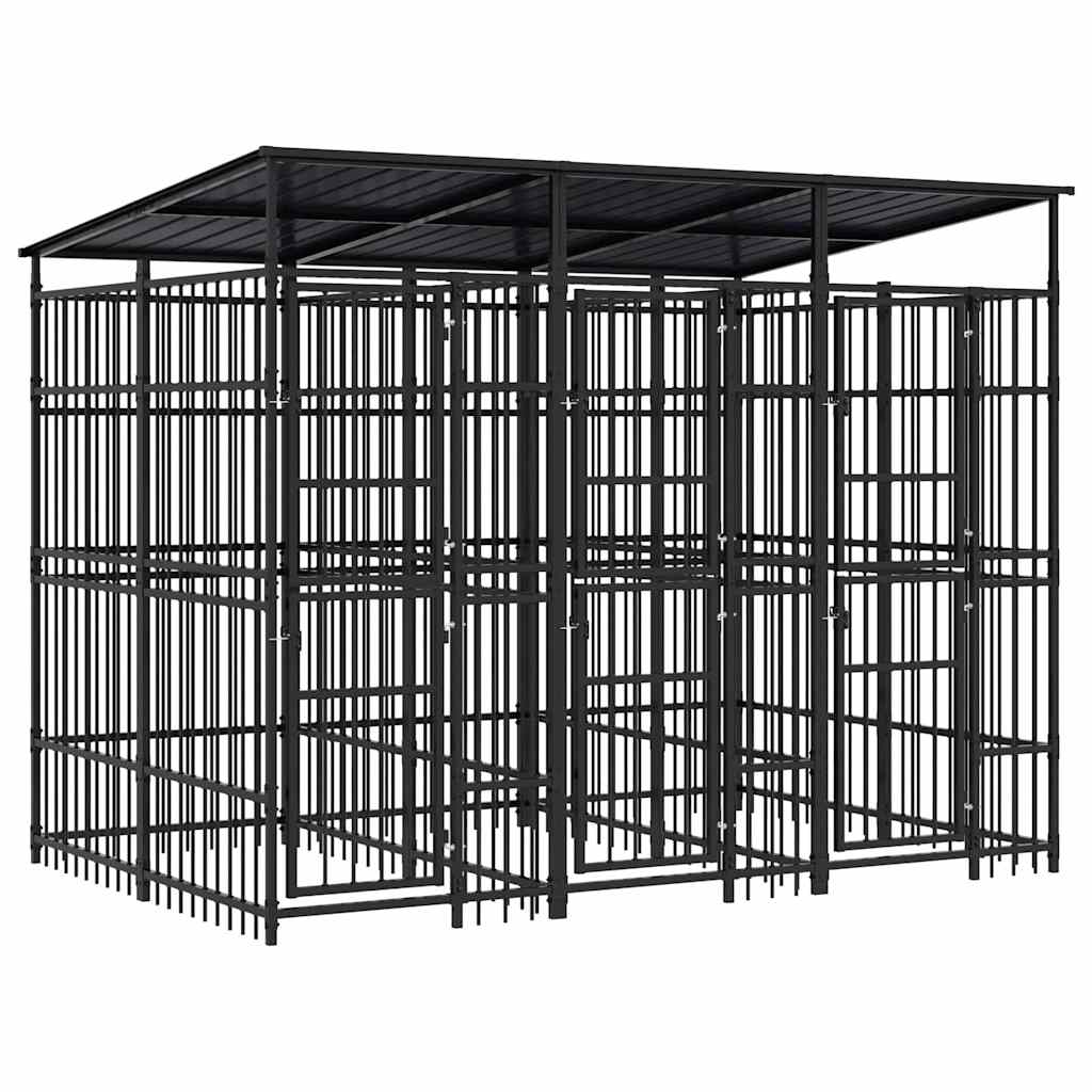 vidaXL Outdoor-Hundezwinger mit Dach Stahl 5,53 m²