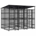 vidaXL Outdoor-Hundezwinger mit Dach Stahl 5,53 m²